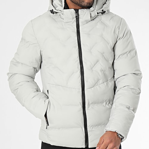 Doudoune Capuche Gris Clair