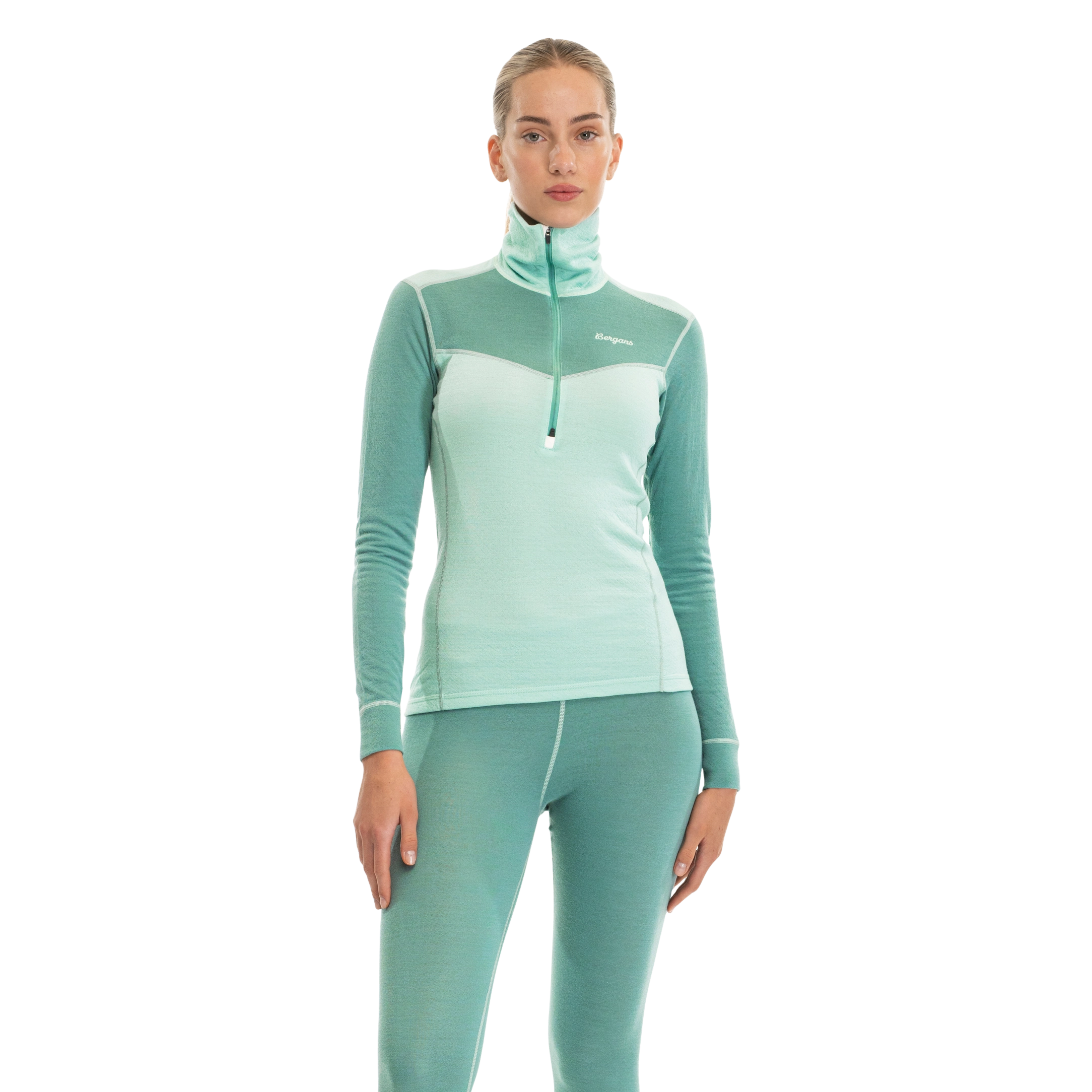 Inner:Dual Merino Half Zip Women Mint Crush / Dark Mint Crush