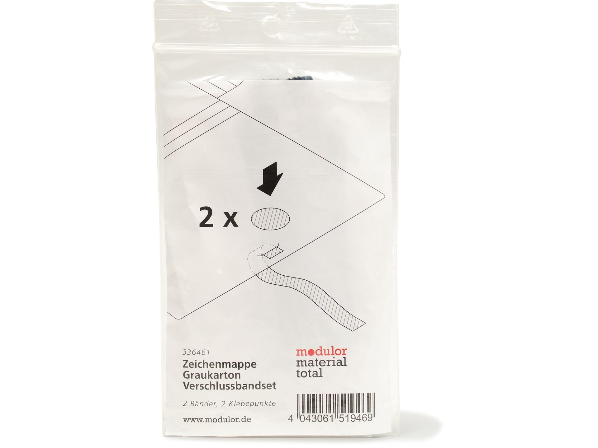 Zeichenmappe Graukarton, Verschlussbandset