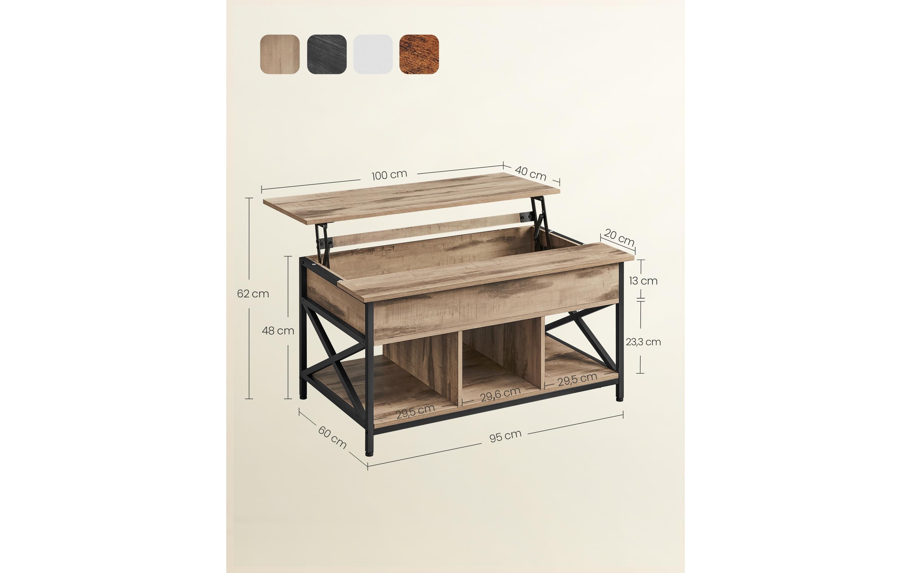 Couchtisch 100 x 48 cm/62 cm, Braun<br>Wohnzimmertisch