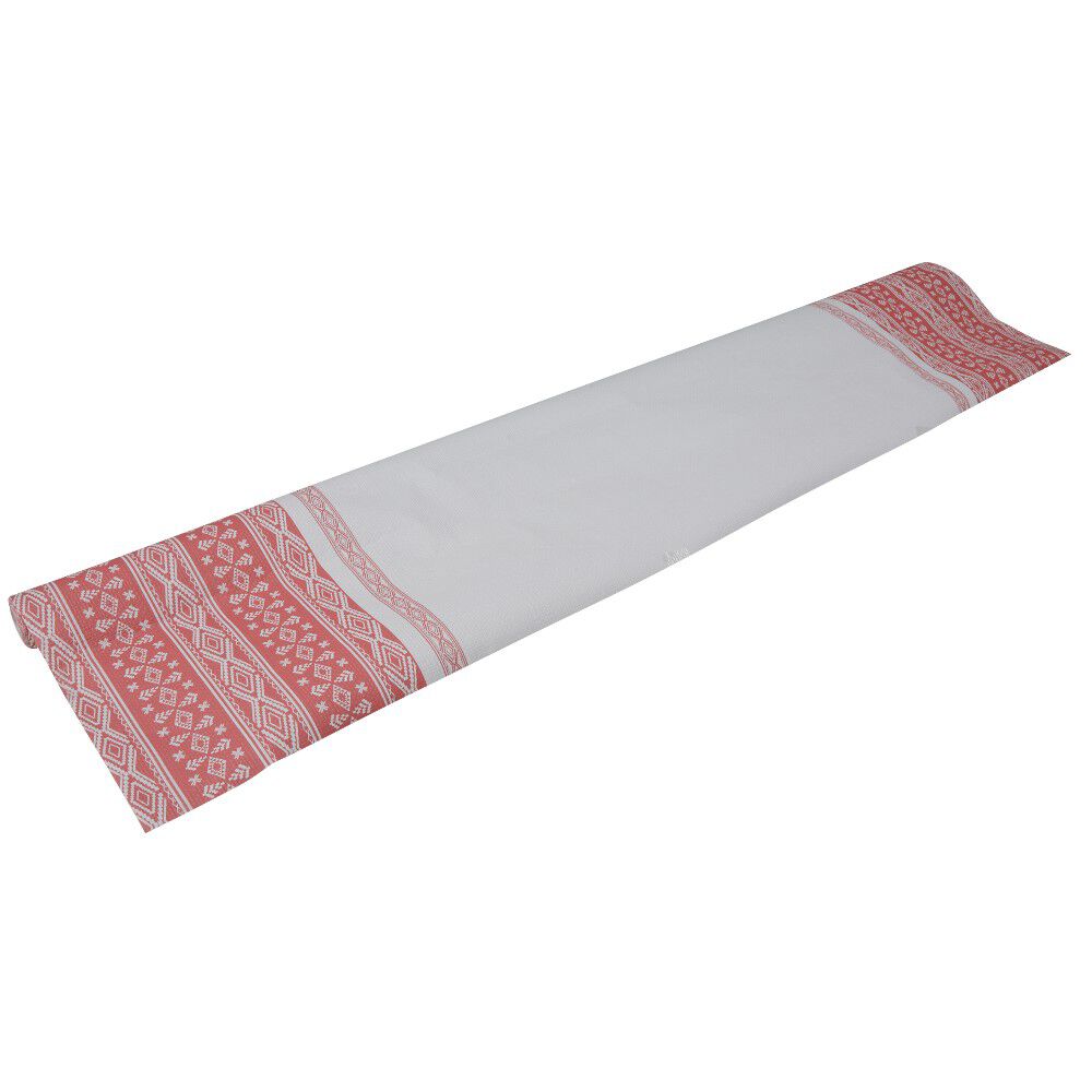 Nappe en papier gaufré motif Noël blanc et rouge