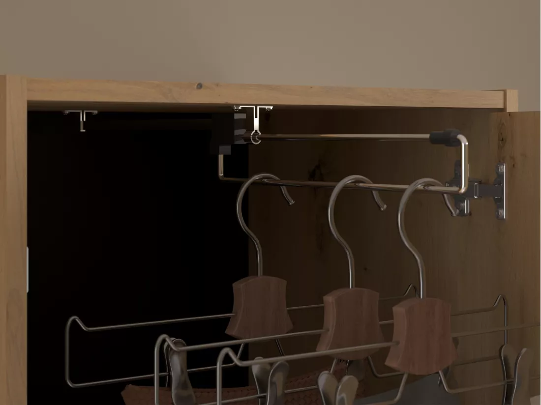 Lit pont 160 x 200 cm avec rangements - Avec LEDs - Coloris : Naturel et noir + Sommier + Matelas - VARLY