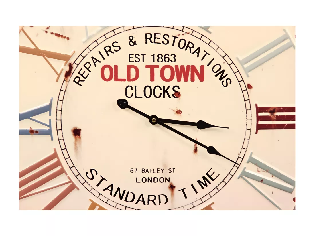 Horloge ancienne old town clocks Métal Blanc - Décoration d'Autrefois
