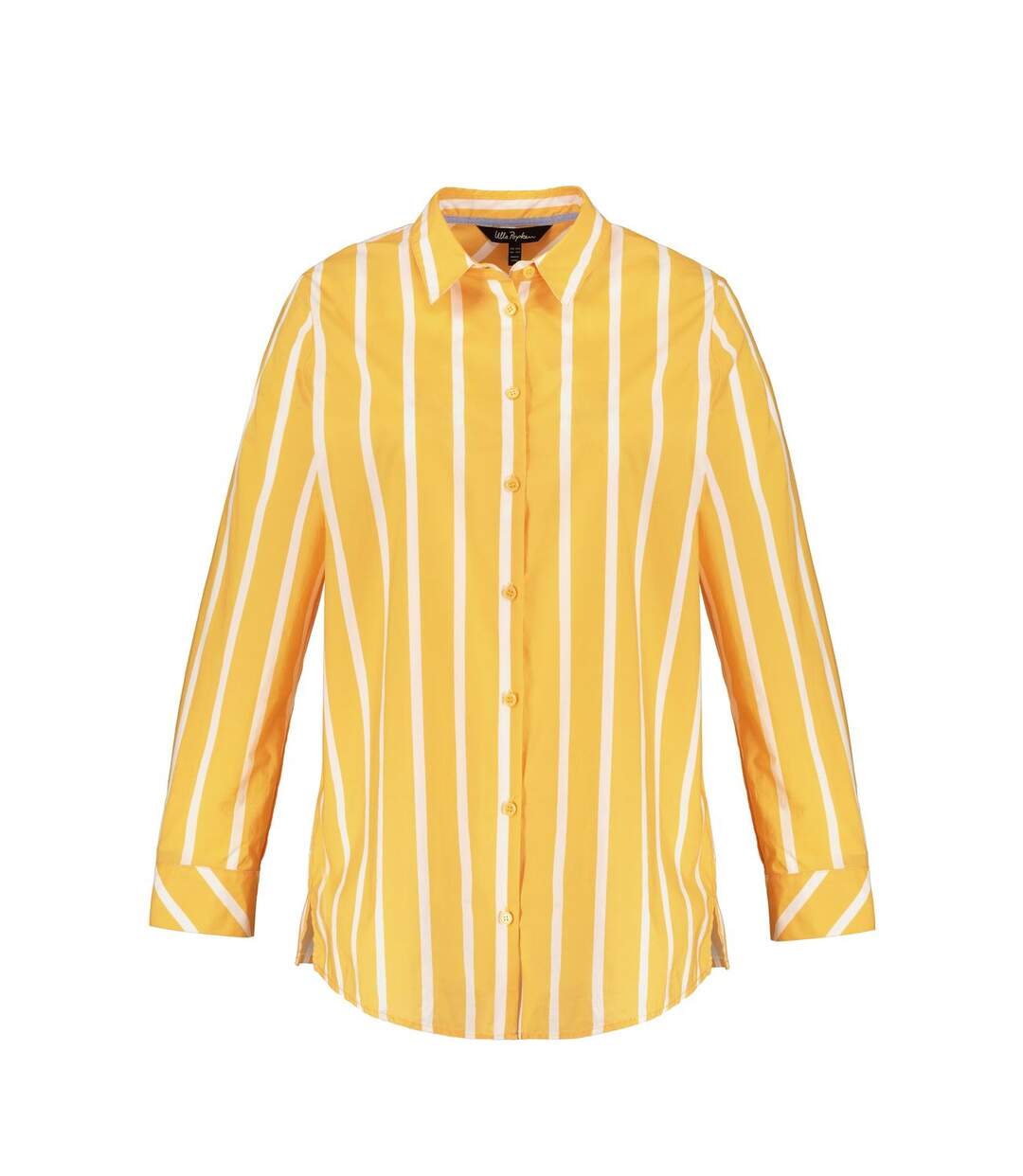 ULLA POPKEN Chemisier, rayures, col chemise, manches longues jaune maïs