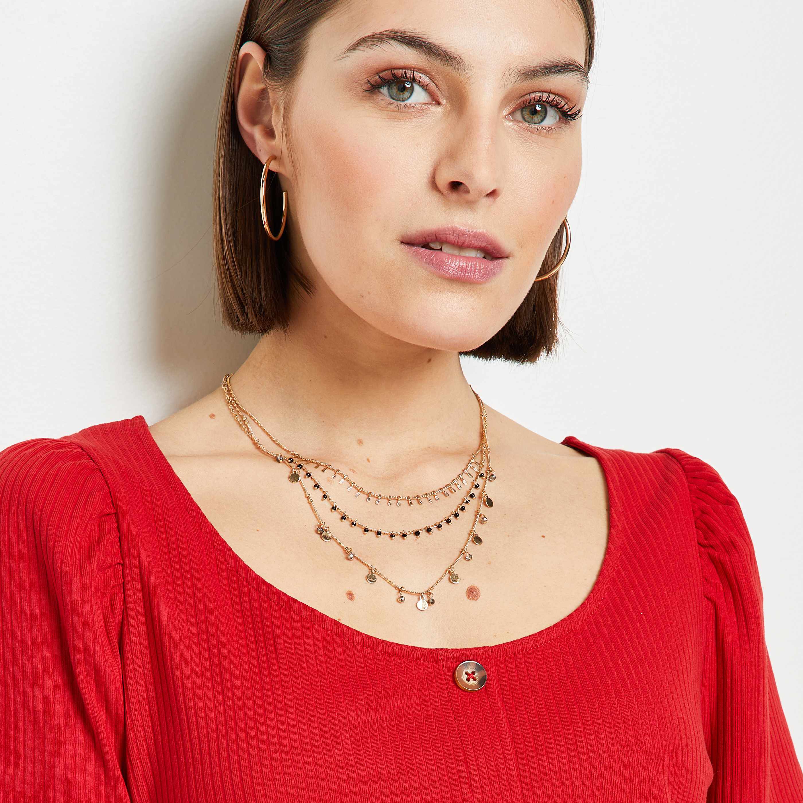 Tshirt côtelé femme - ROUGE