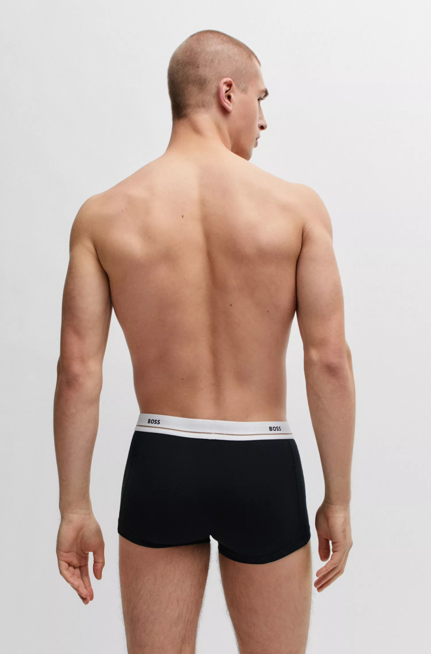 BOSS Black - Pacote com cinco cuecas boxer de algodão elástico com cós com logotipo.