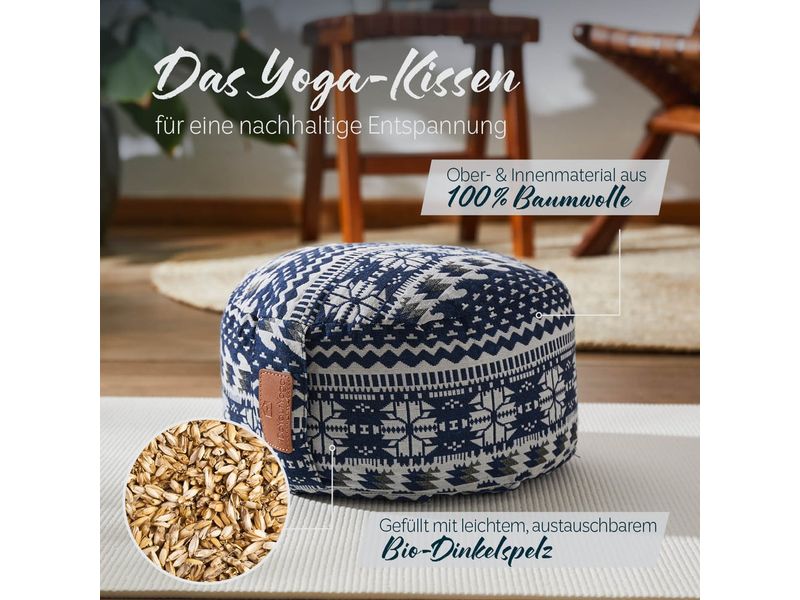 DoYourYoga Yoga-Kissen Vishnu Dinkelspelz, Blau/Weiss Yoga-Zubehör