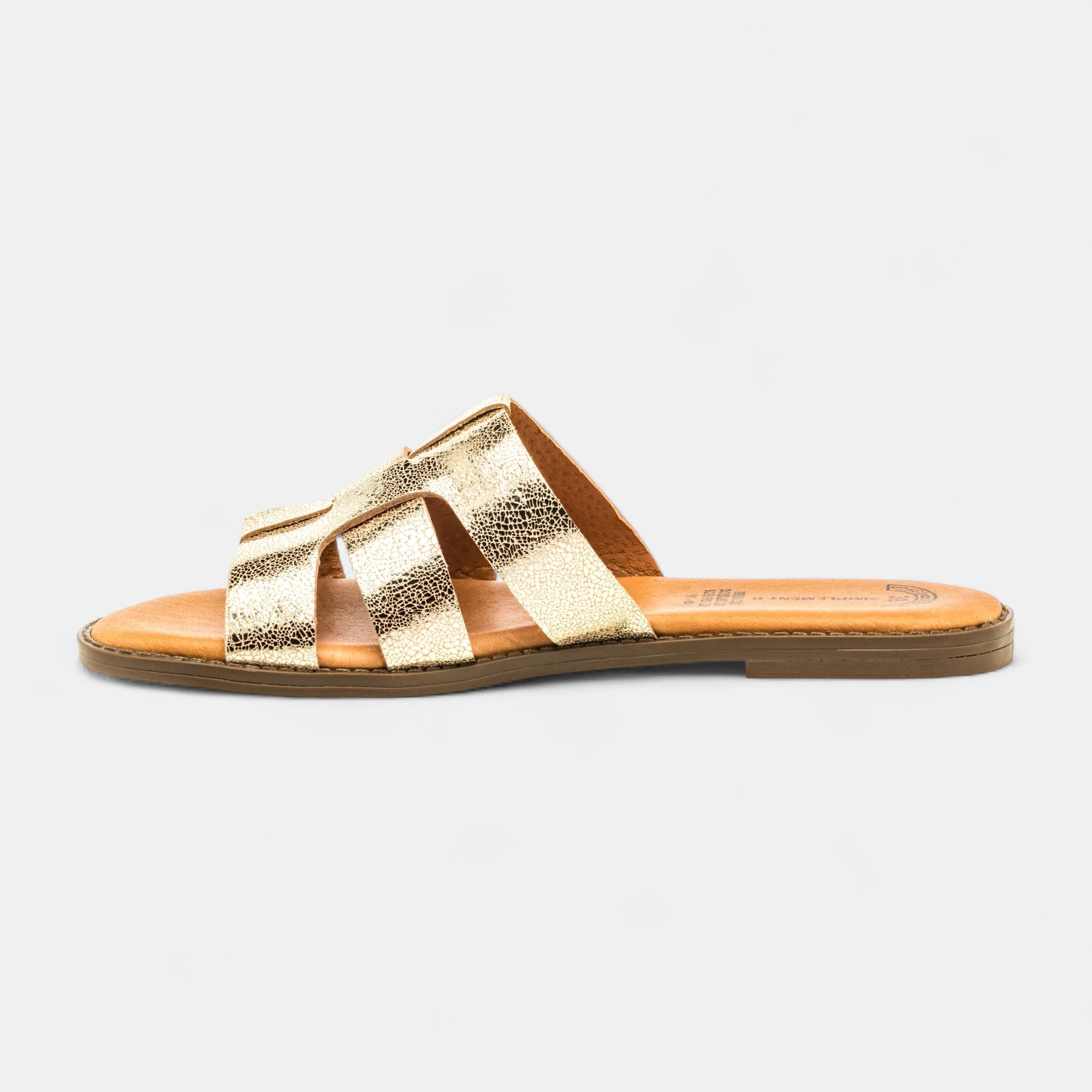 Mules Femme en cuir or