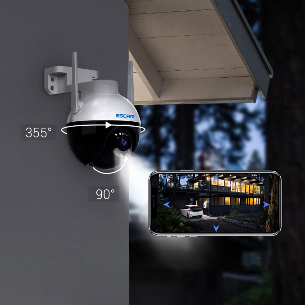 WiFi IP Kamera 3MP 1296p mit Nachtsichtfunktion / Micro SD und Wandhalterung für iOS/Android (IP66) - Weiss