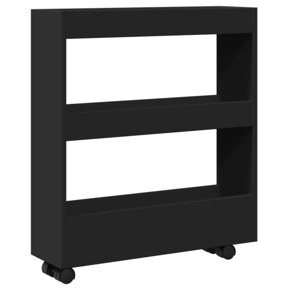 vidaXL - Opbergtrolley - Zwart - Bewerkt hout