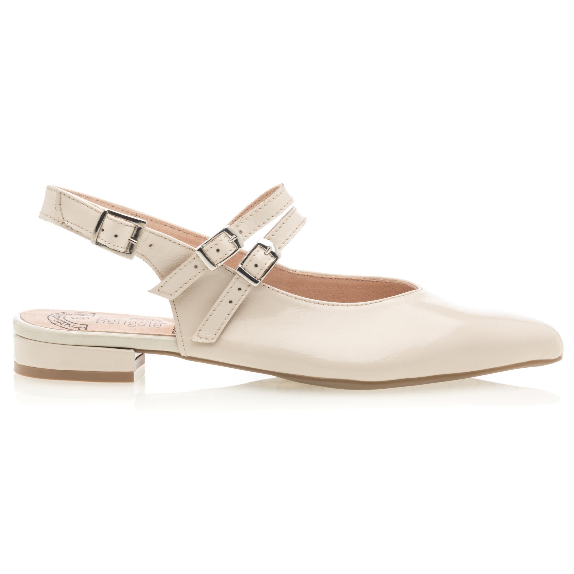 Escarpins avec bride arrière Femme en cuir beige