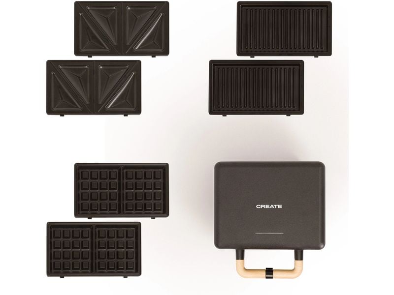Create Waffeleisen Stone 3 in 1 Studio Schwarz Waffel- und Sandwichmaker