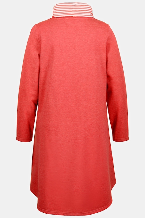 Sweatkleid, A-Linie, drapierter Stehkragen, Langarm