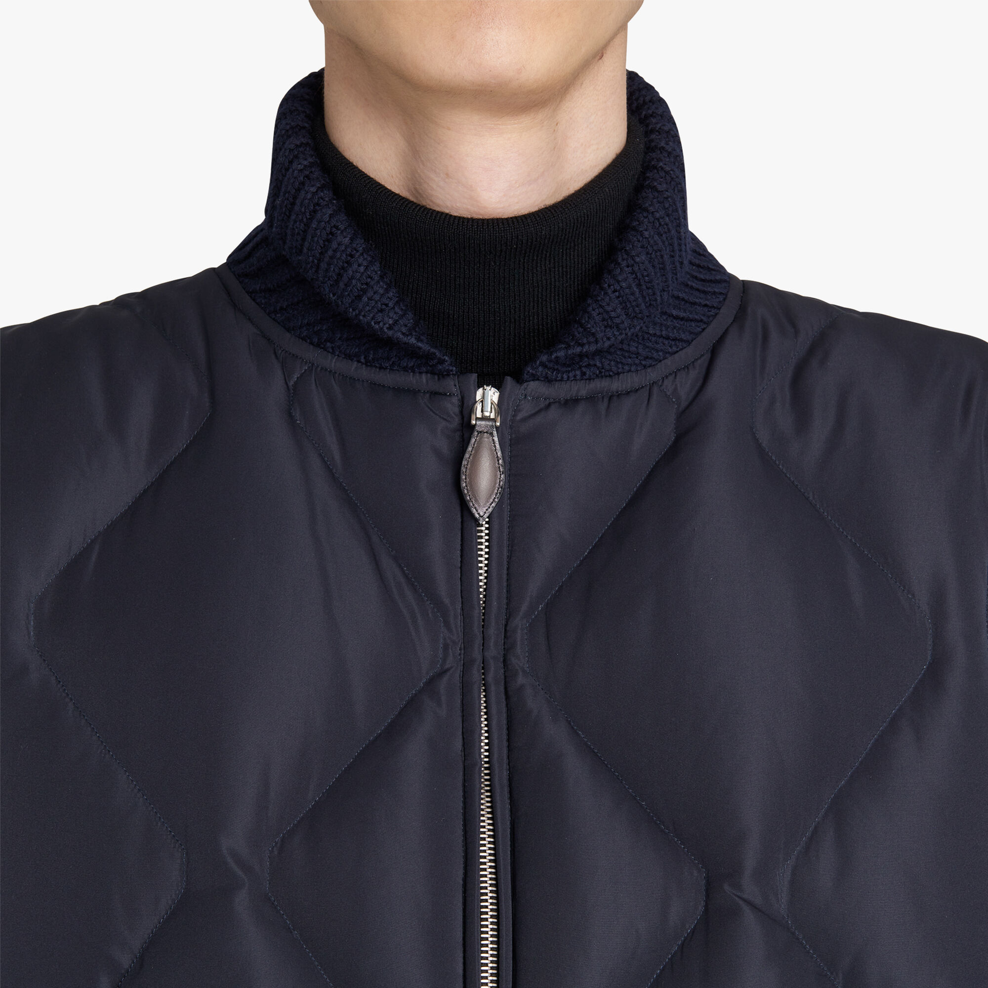 Doudoune Sans Manches En Nylon Matelasse Avec Col En Maille
