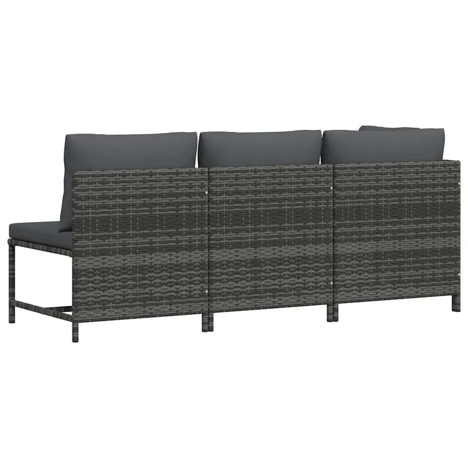 vidaXL - Loungeset - Grijs - Poly rattan - 3 stuks - Met kussens
