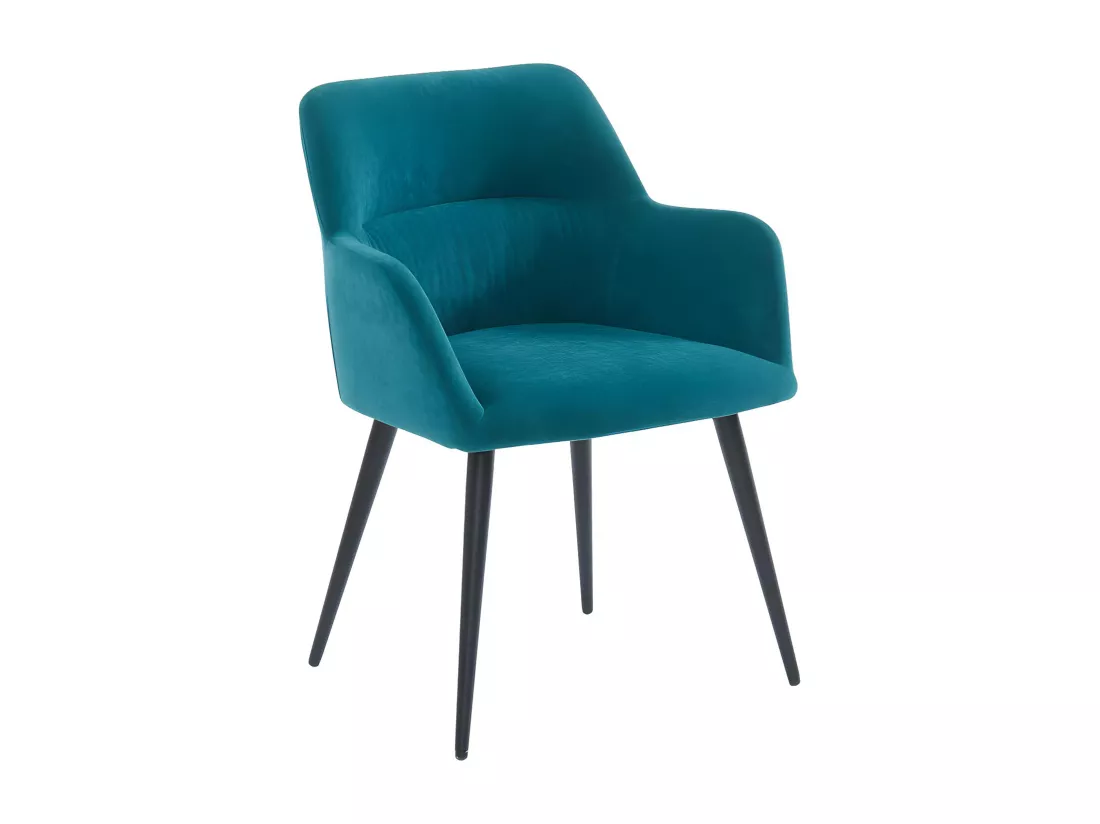 Lot de 2 chaises avec accoudoirs en tissu et métal noir - Bleu - HEKA