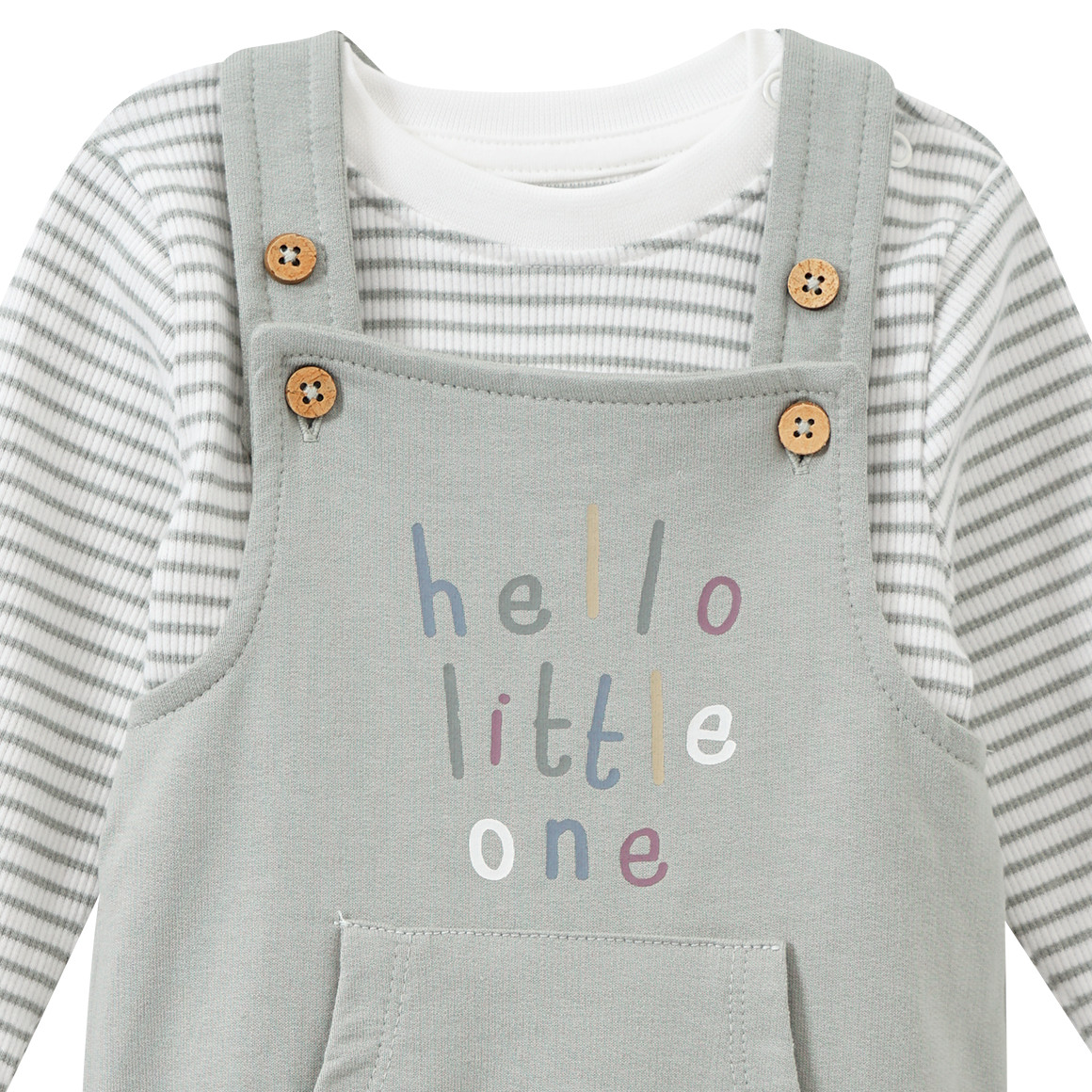 Topomini Pure Collection Newborn Strampler und Langarmshirt Born 2025 salbei / weiss