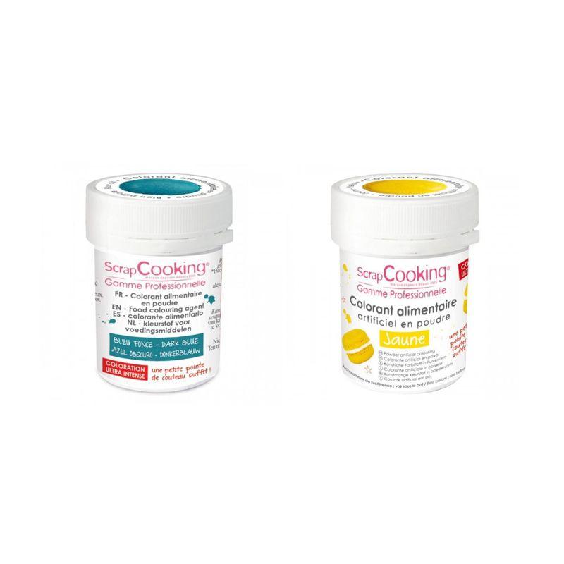 2 colorants alimentaires en poudre - bleu foncé-jaune Scrapcooking