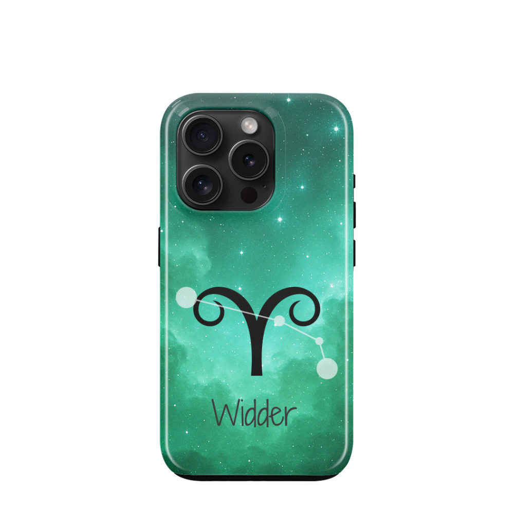 iPhone 15 Pro Hybrid (Kunststoff / Gummi) Hülle Widder 2 - Grün