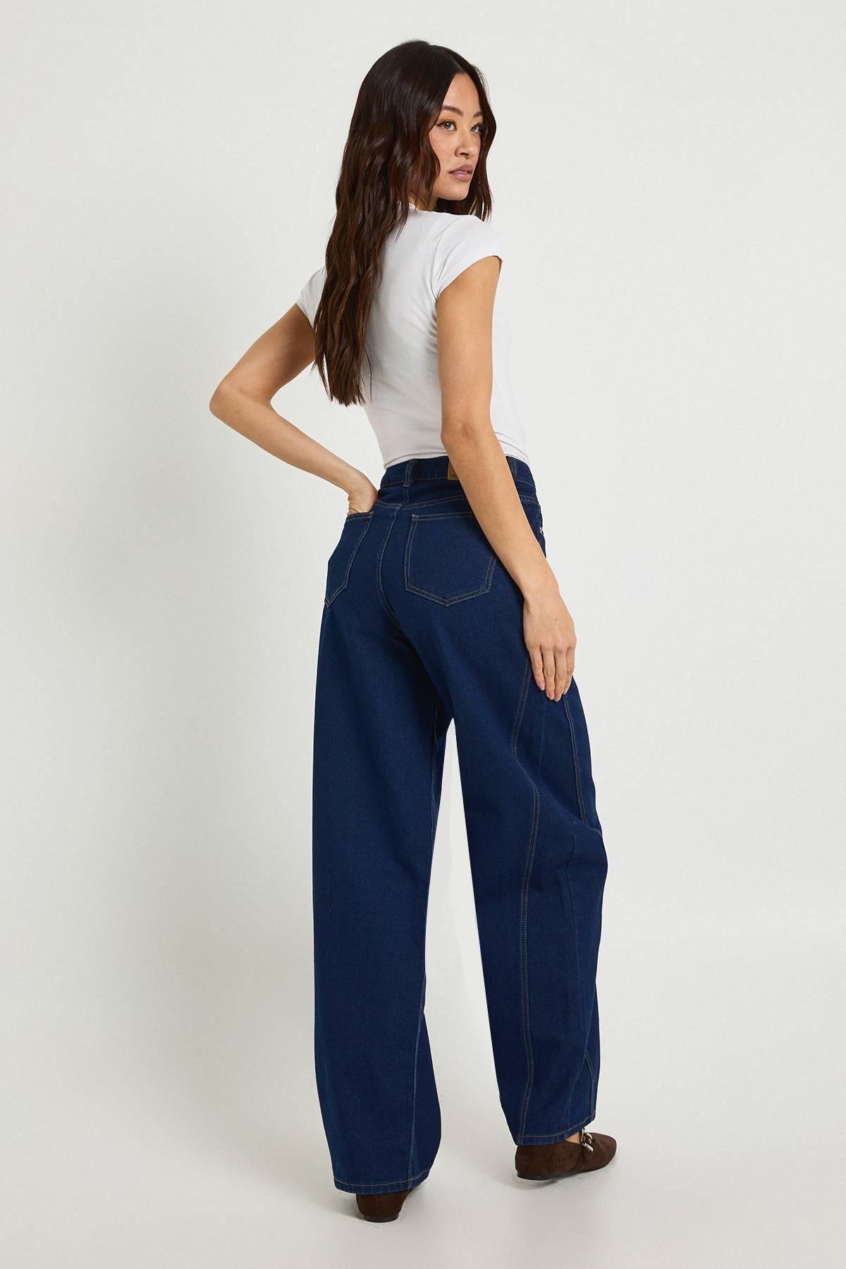 boohoo Jean Grande Taille Taille Mi-haute Jambe Tonneau Couture Torsadée