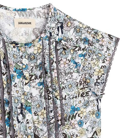 Zadig & Voltaire Top - Happy - Hellblau m. Blumen