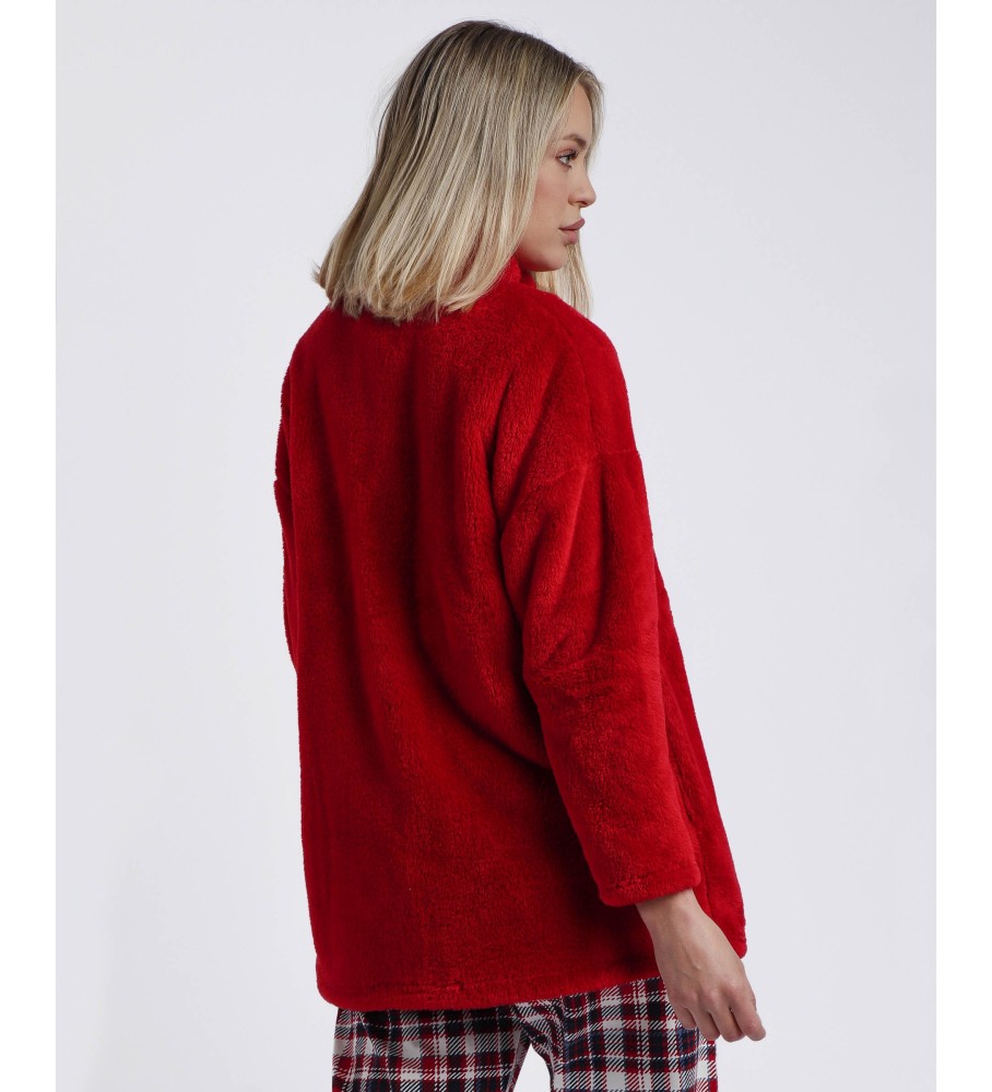Roupão de banho Aznar Innova de manga comprida e quentinho, estampa fofa do Snoopy, vermelho.