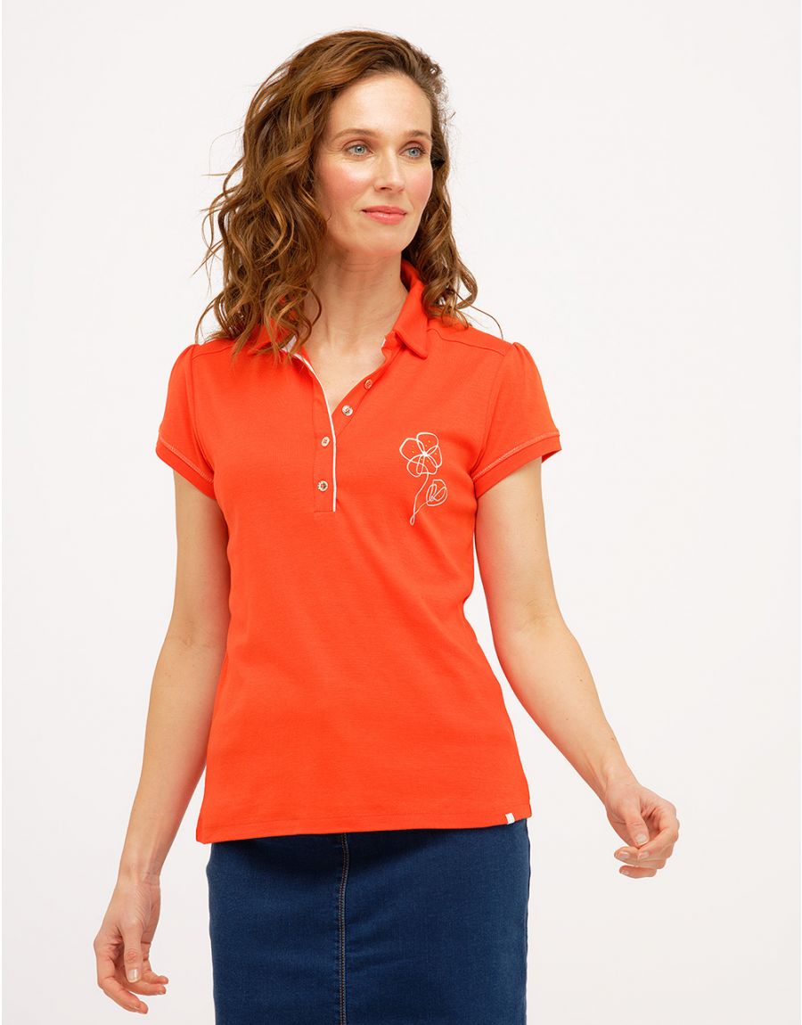 Polo orange coton modal