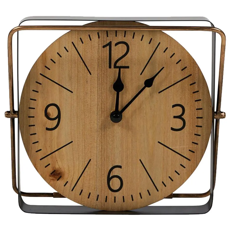 Ostaria Tafelklok Galway - staand - metaal/MDF - zwart - D25 cm