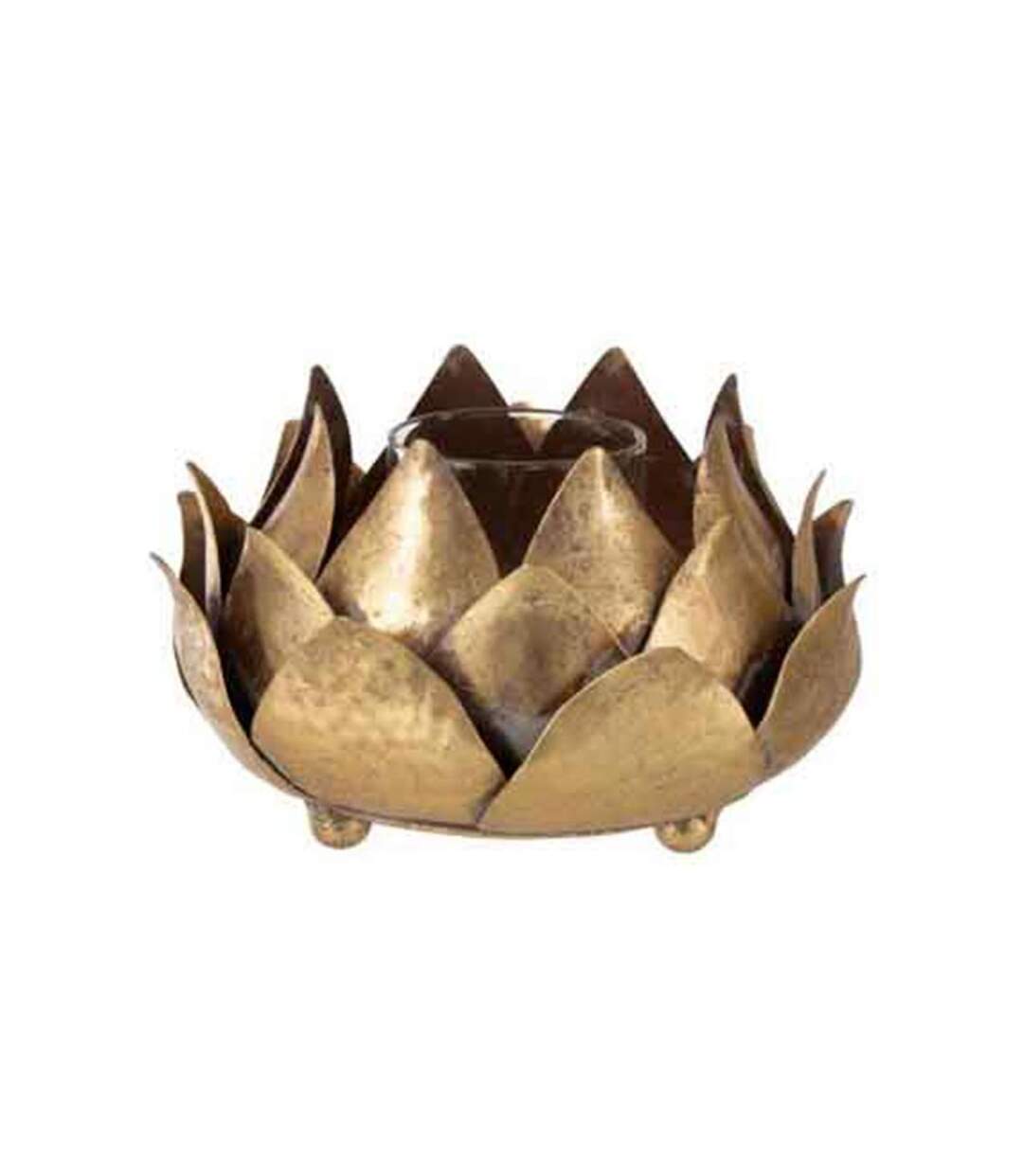 Paris Prix - Photophore Design fleur De Lotus 17cm Or
