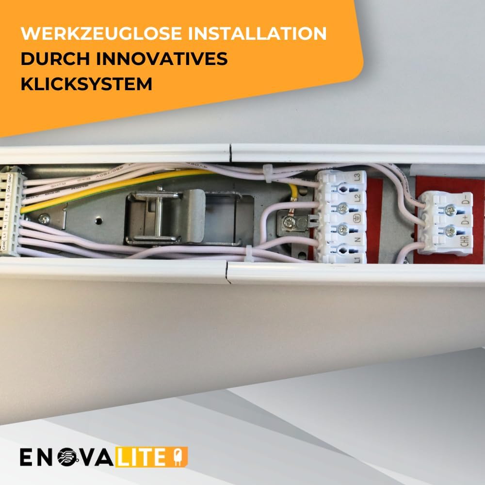 modulares LED Lichtbandsystem NOVA Schienensystem mit Abhängung - 33-58W dimmbar - 5000K Neutralweiß - 60° - 22,5m - professionelle Hallenbeleuchtung - teilbeleuchtet