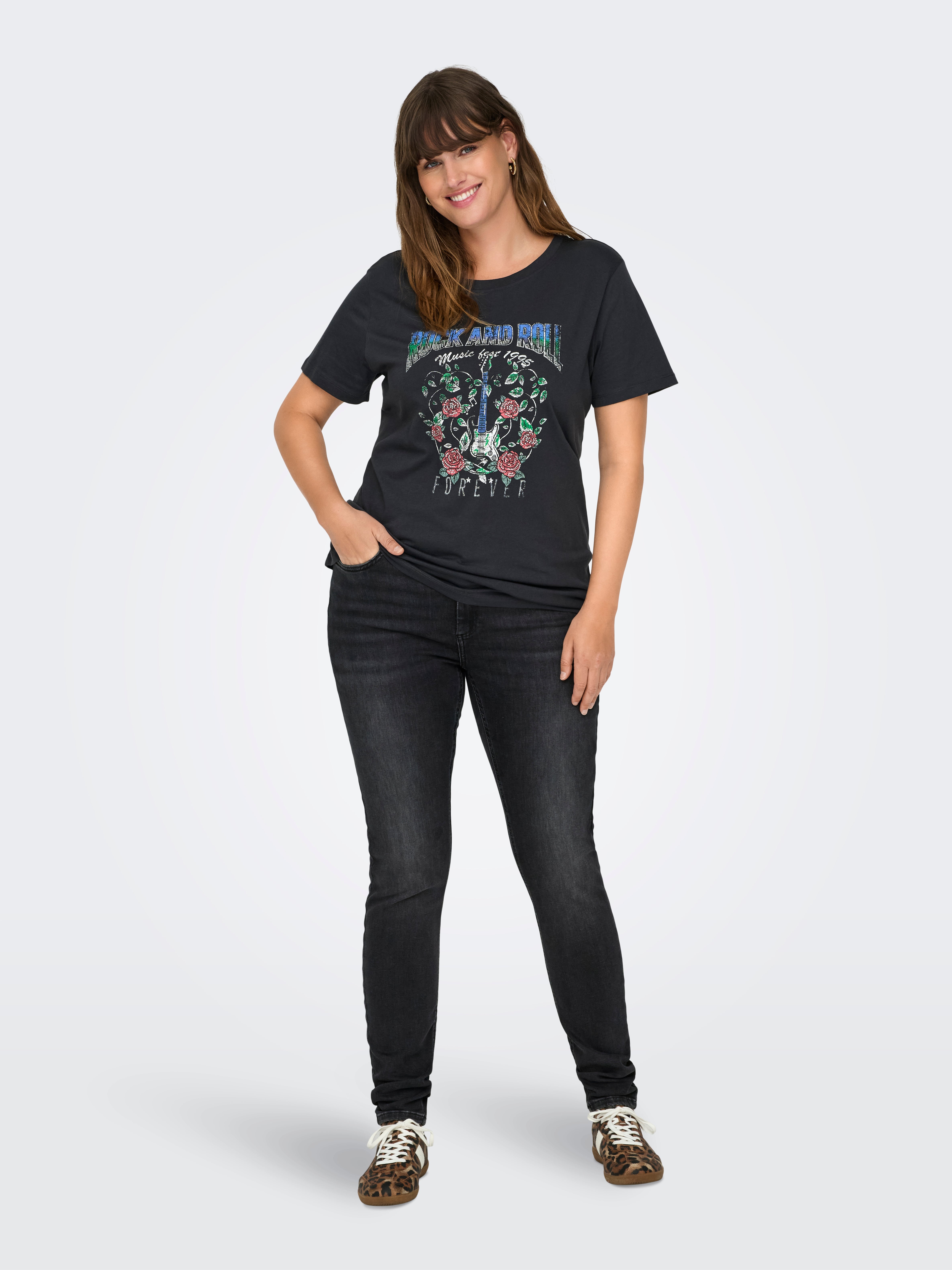 CARWILLY Mittlere Taille Skinny Fit Jeans Washed Black