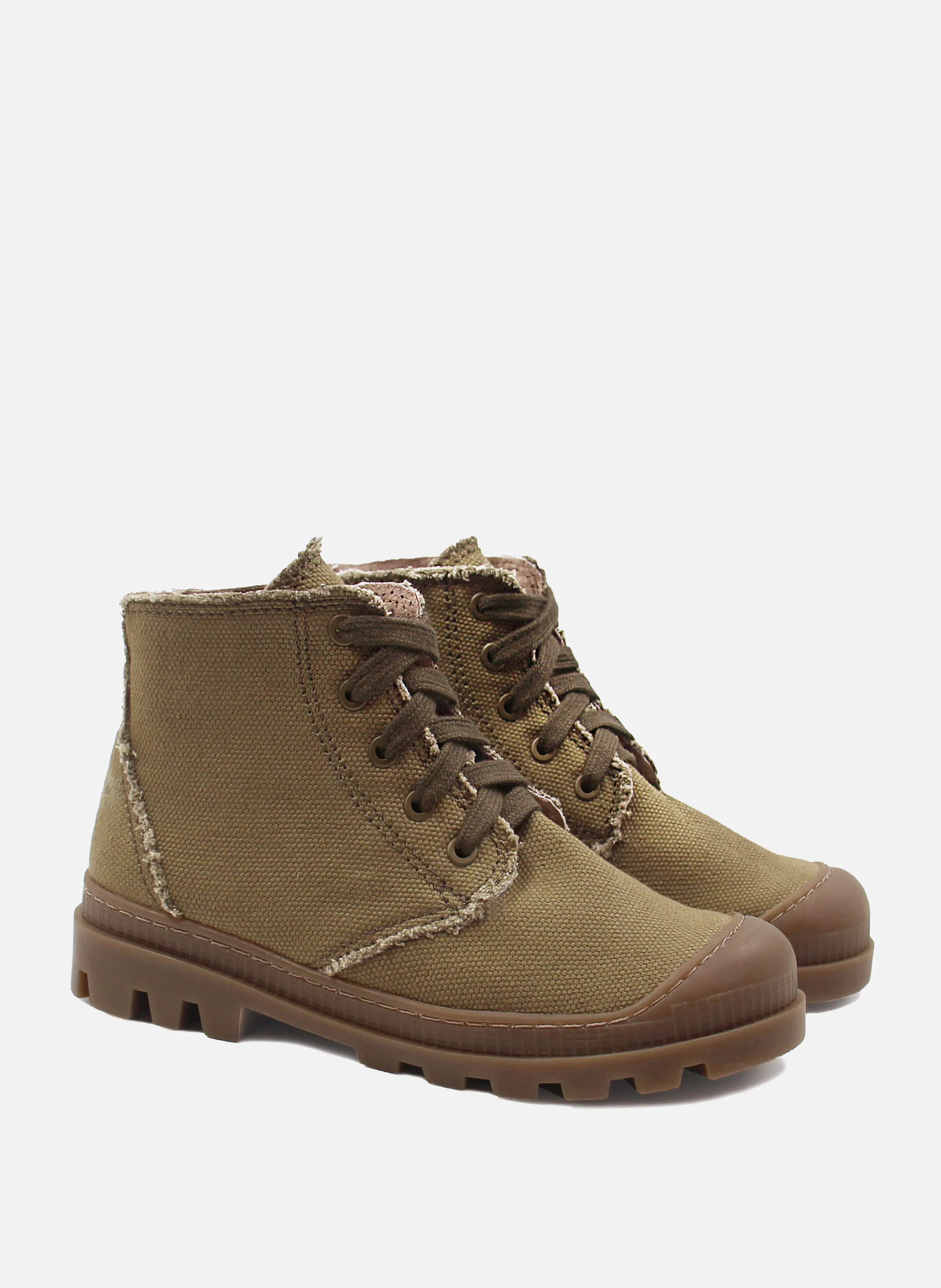 Bottines lacet crantées toile recyclée | Vert