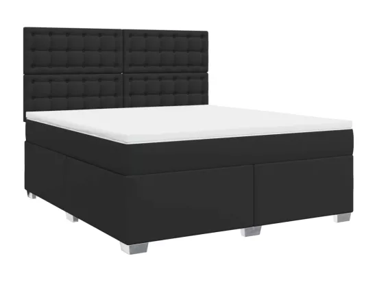 Sommier à lattes de lit avec matelas Noir 180x200 cm Similicuir