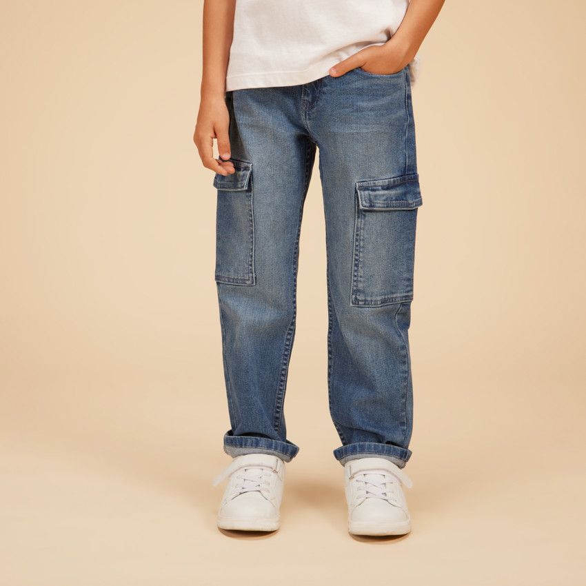 Jean coupe cargo à poches pour garçon - Bleu moyen