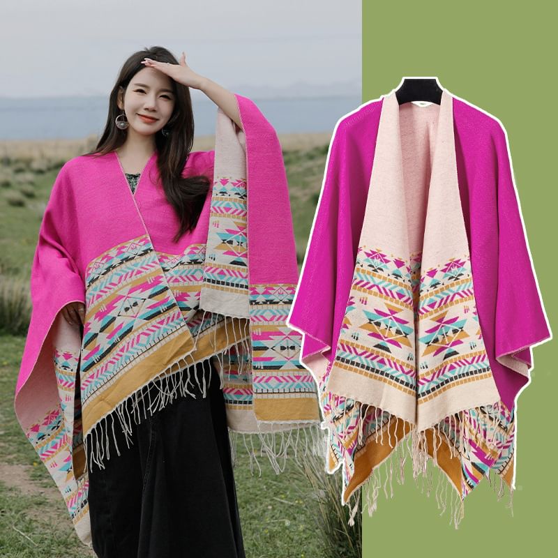 Dreamaway - Sjaal met geometrisch patroon en franjes