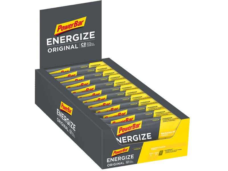 PowerBar Riegel Energize Banane Riegel mit C2Max Dual Source Carb Mix, 15 Stk. à 55 g pro Box