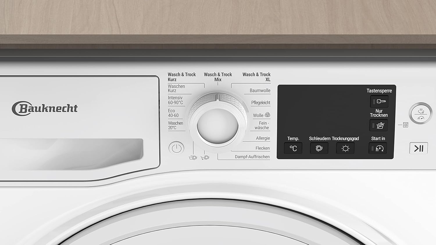 Bauknecht WT Eco Plus 86 43 N Waschtrockner/ 8/6 kg Waschen/Trocknen / Active Care Wash & Dry Technologie /Flecken 40° / Dampf-Programm / Wolle-Programm / Nachlegefunktion / PRO-Inverter Motor, Weiß