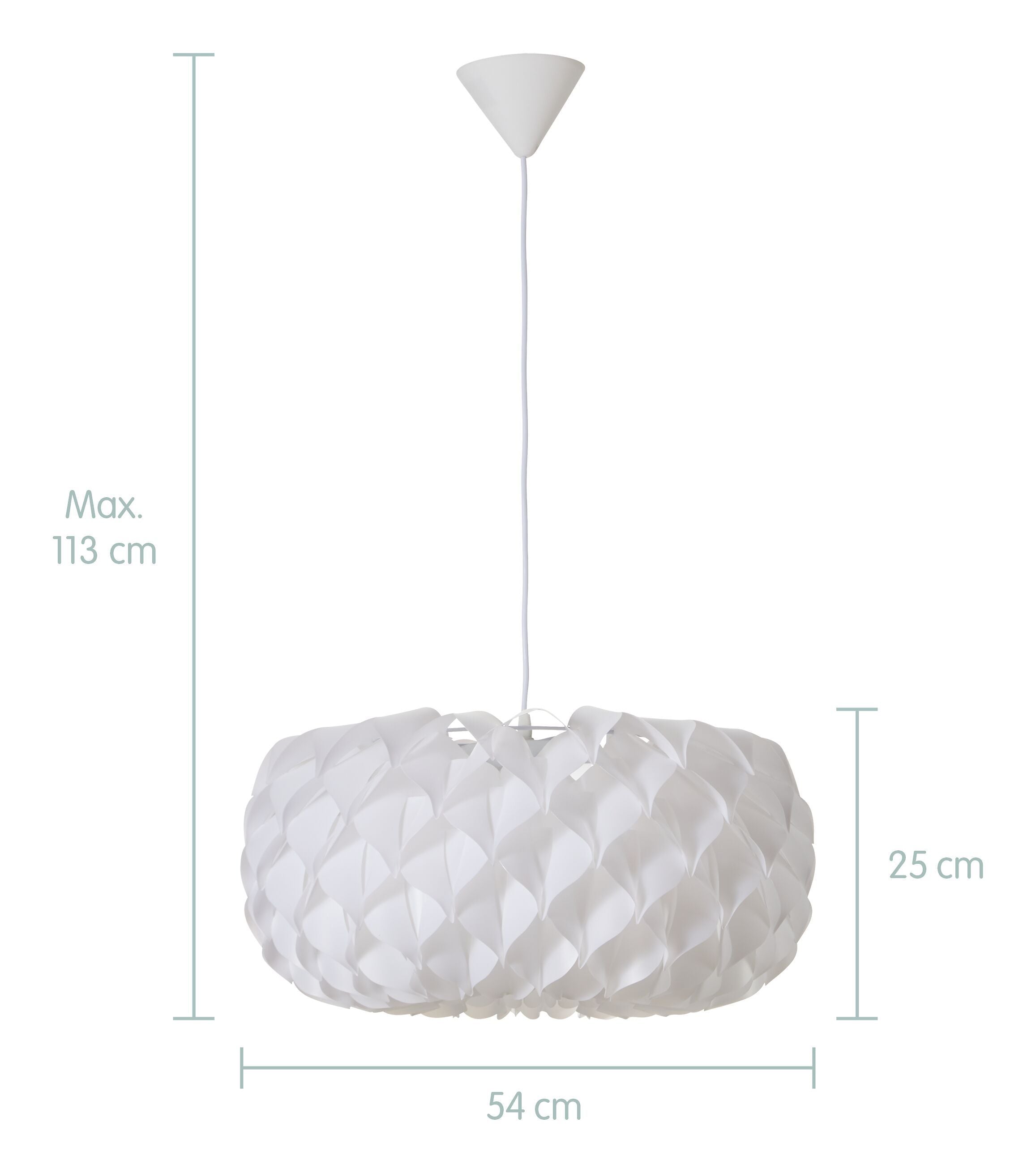 ALICE Hängeleuchte - Weiss / B: 54.0 cm x T: 54.0 cm x H: 113.0 cm