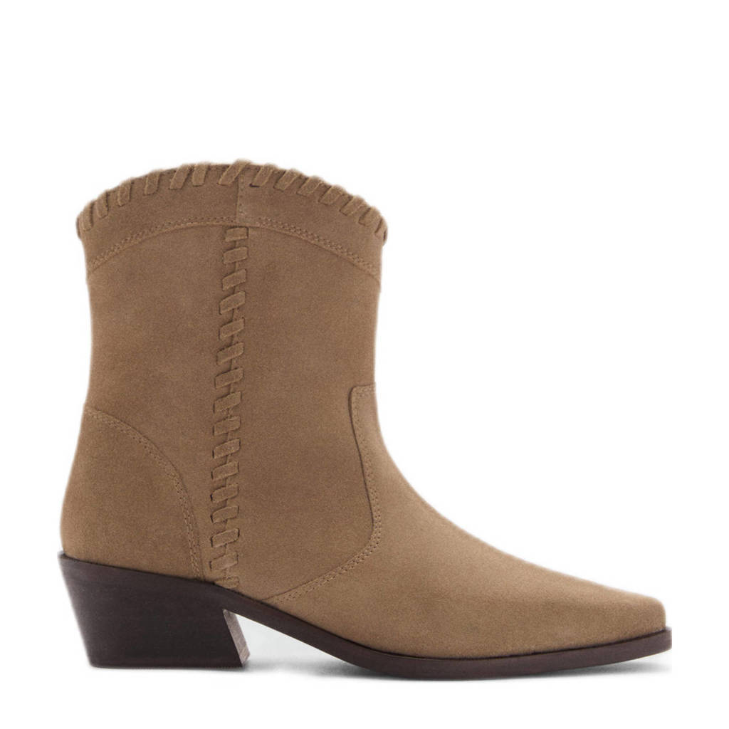 MANGO TEEN suède cowboylaarzen zand