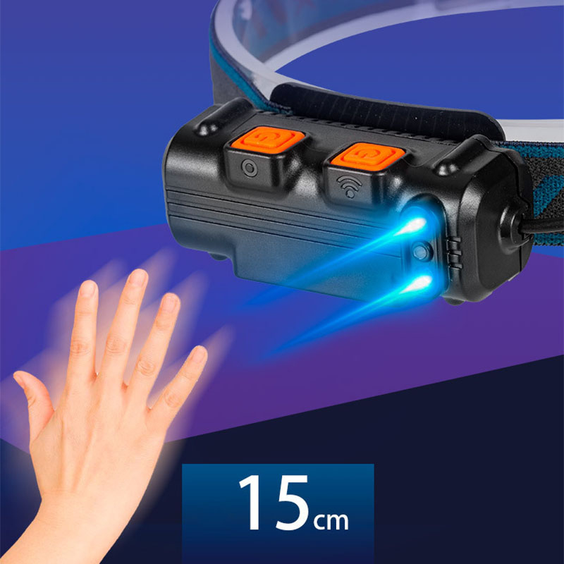 2000 Lumen Outdoor Running Stirnlampe COB LED Kopflampe IPX65 zum Wandern / Joggen / Radfahren mit 6 Leuchtmodi (2000mAh) - Blau / Schwarz