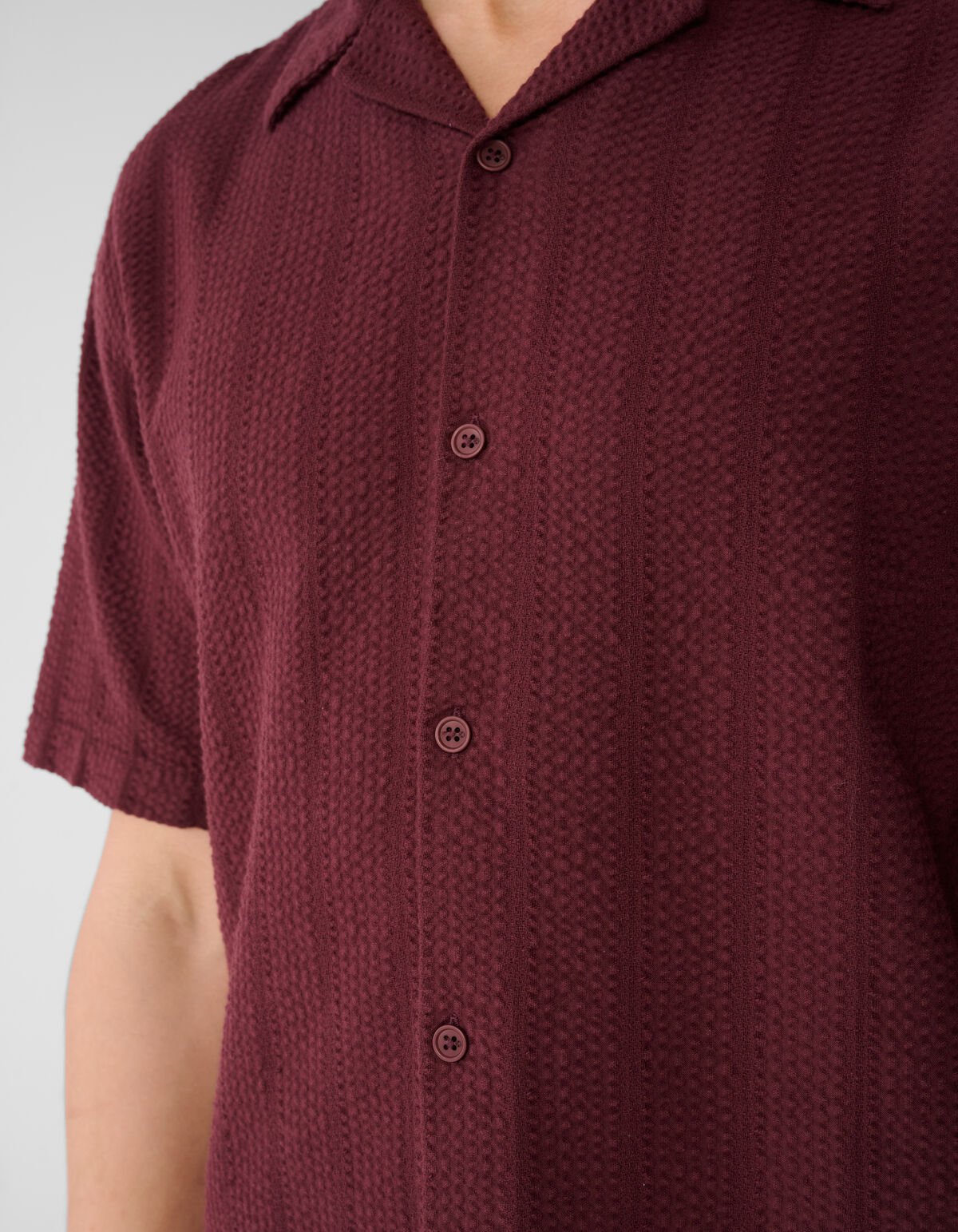 Seersucker Stripe Overhemd Donkerrood