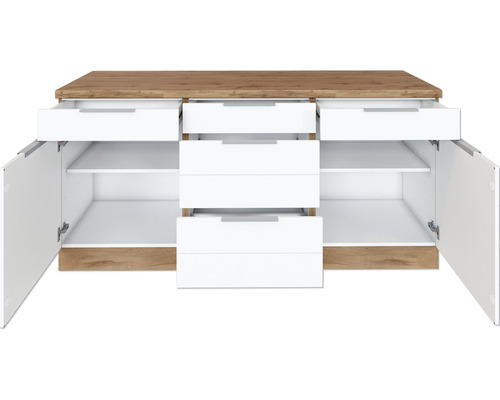 Held Furniture Florence uittrekbare onderkast BxDxH 180x60x82 cm wit mat gedemonteerd scharnier omkeerbaar (links of rechts te monteren)