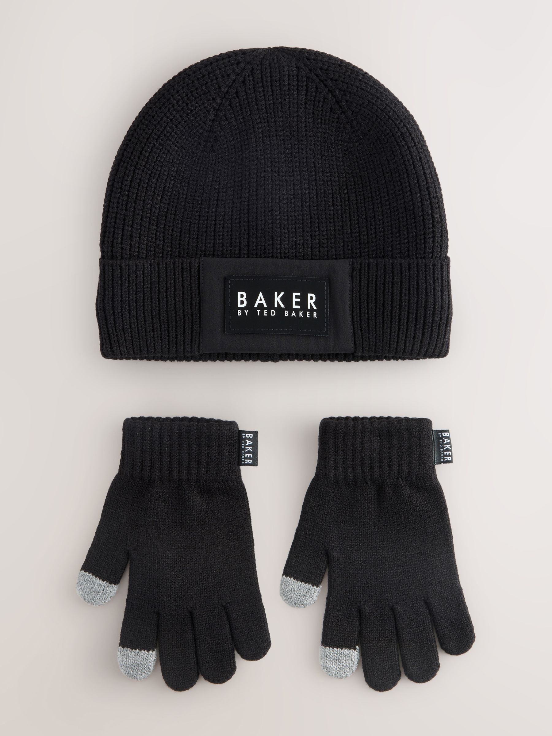 Zwart - Baker By Ted Baker jongensset van muts en handschoenen