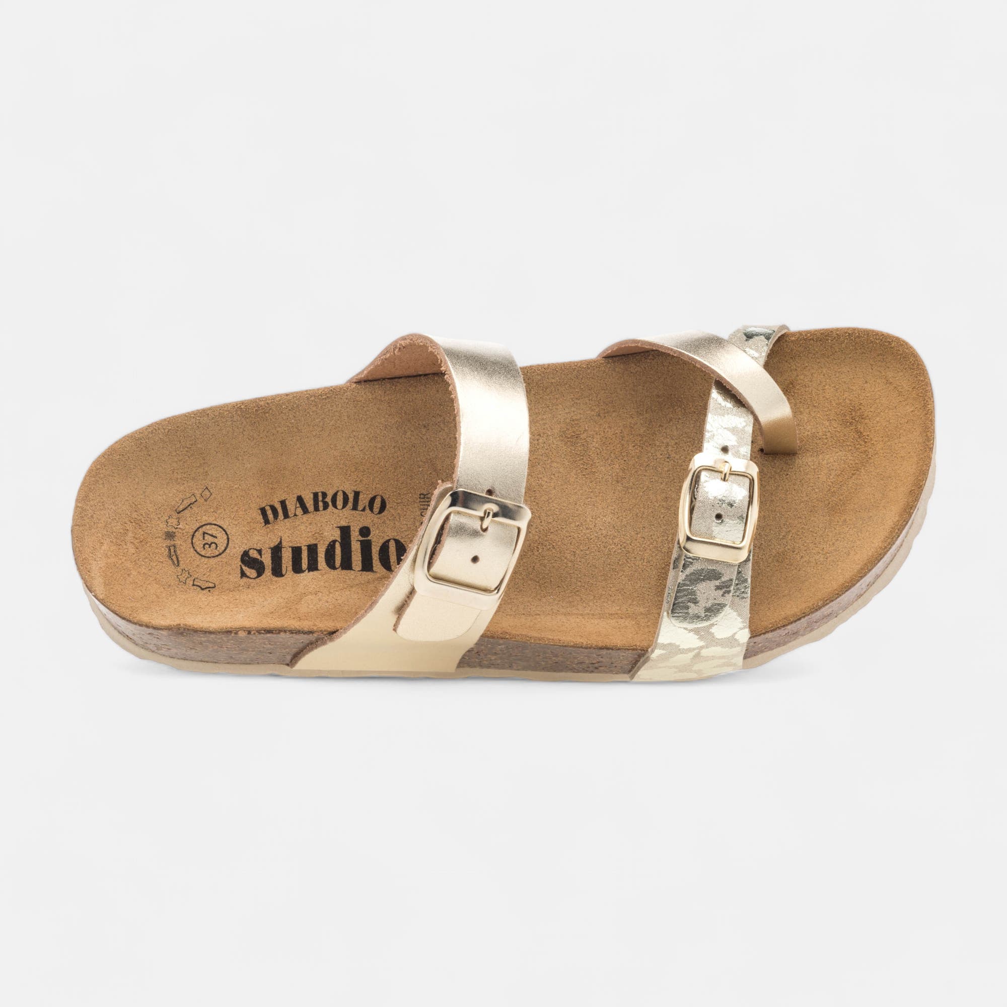Mules semelle liège Femme or