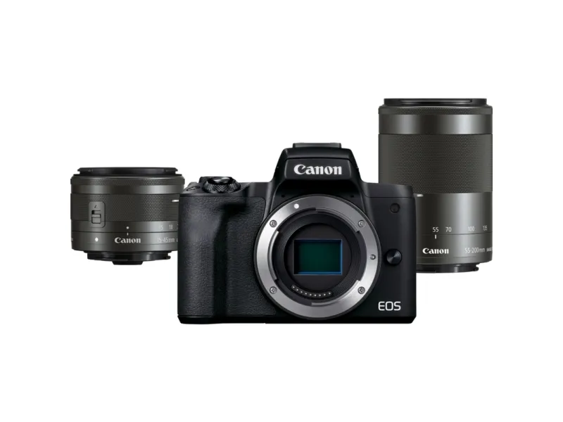 Canon EOS M50 Mark II - Digitalkamera - spejlløst - 24.1 MP - APS-C - 4K / 24 fps - 3x optisk zoom EF-M 15-45 mm IS STM og 55-200 mm IS STM objektiver - Wi-Fi, Bluetooth - sort