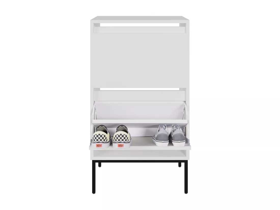 Meuble à chaussures 2 portes - 50 cm - blanc - BEMMI