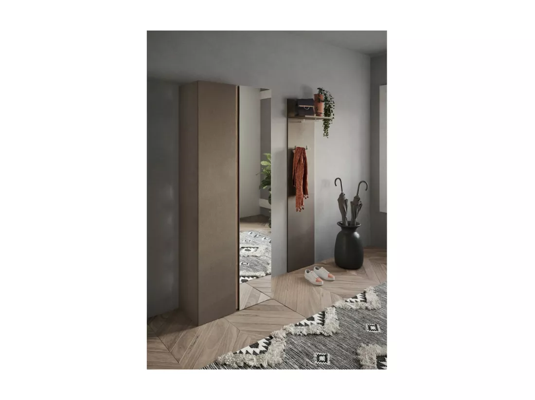Porte-manteau suspendu KEY – 1 étagère – Crochets intégrés – Marron – Design moderne
