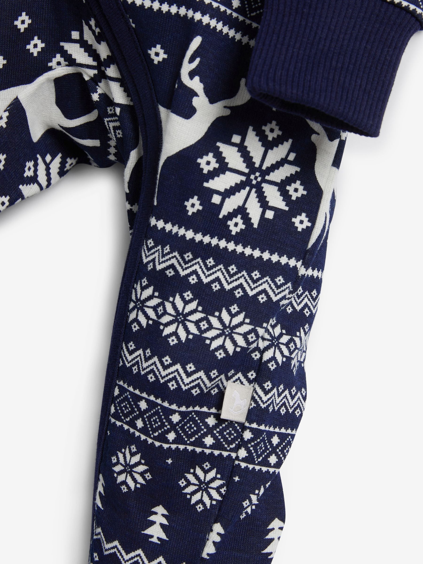 Blauw - The Little Tailor - Baby-onesie van 100% katoen met rendier - kerst - fair isle-patroon