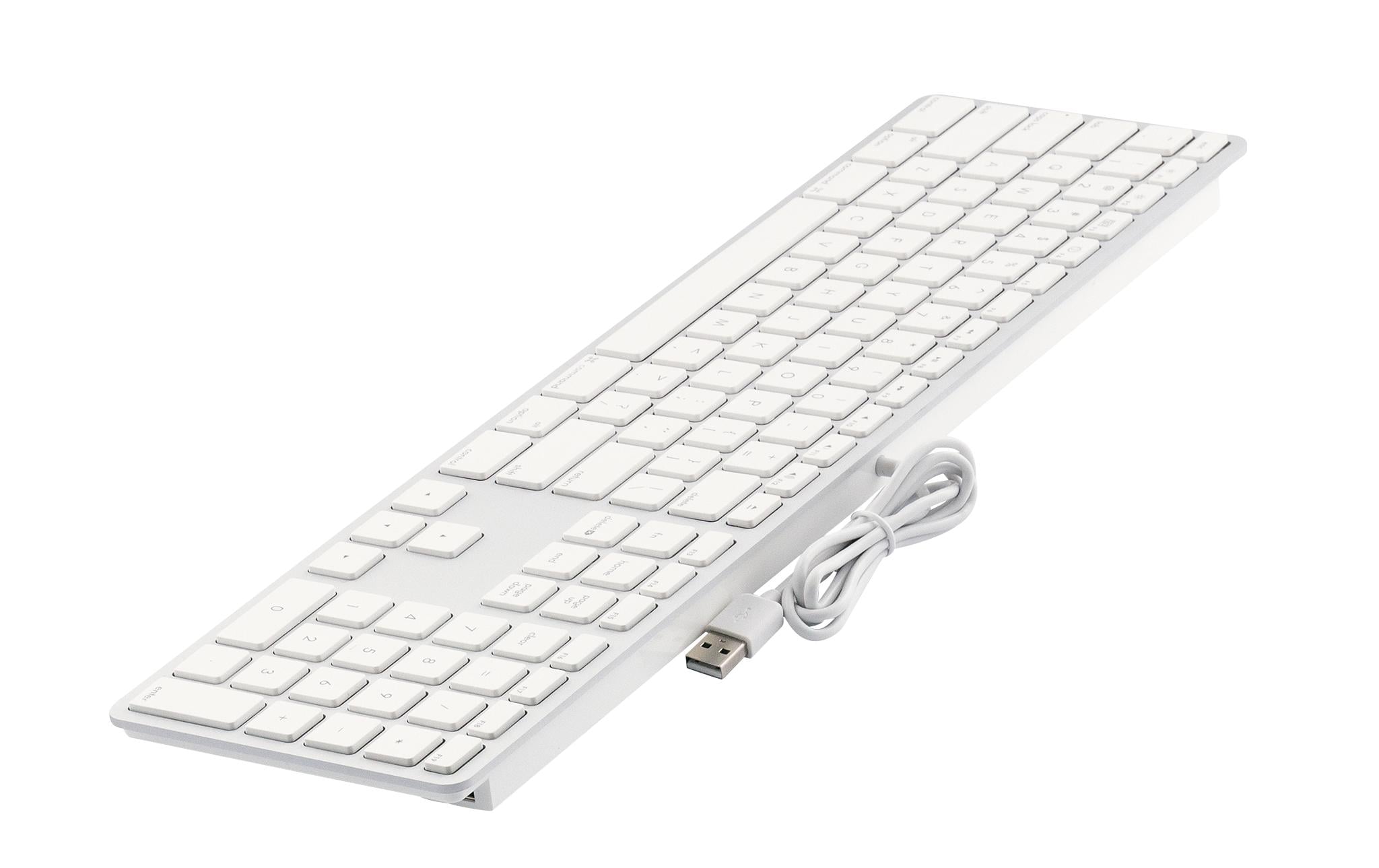 Tastatur KB-1243 Weiss, US-Layout mit ZiffernblockElegante Tastatur mit Aluminiumcover