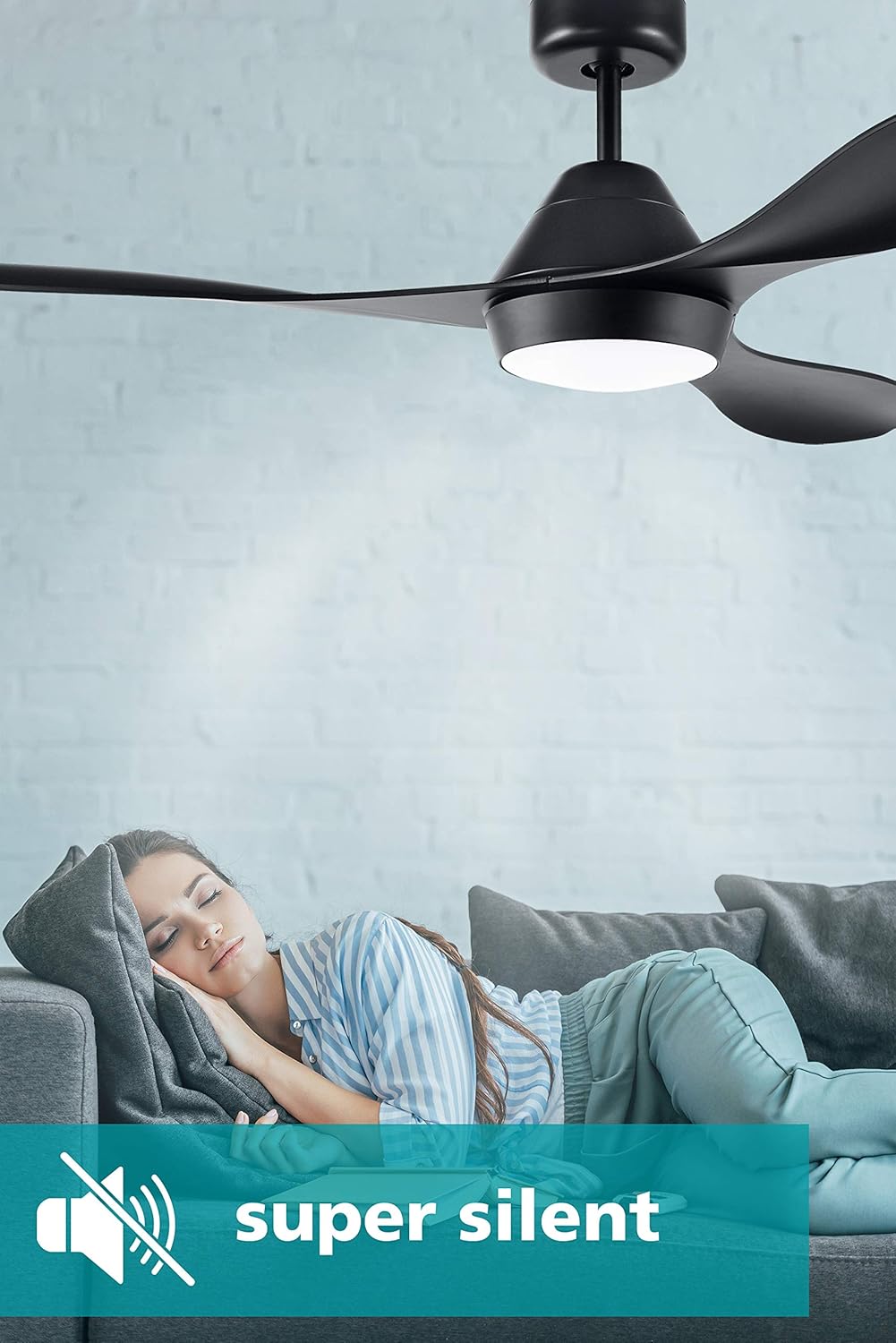 EGLO Deckenventilator Tunitas, 3 Flügel Ventilator mit LED Beleuchtung und Fernbedienung, Sommer Winter Betrieb, Farbwechsel kalt–warmweiß, dimmbar, Metall in Schwarz, DC Motor, leise, Ø 132 cm